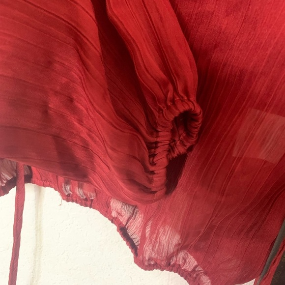 NWT House of Harlow 1960 x Revolve Burgundy XXS Cropped Peasant Style Top - Picture 6 of 9